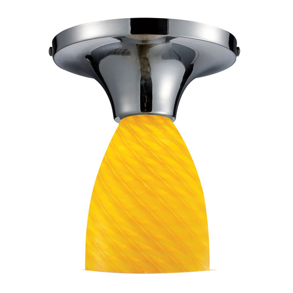 Celina 1 Light Semi Flush In Polished Chrome And Canary Glass