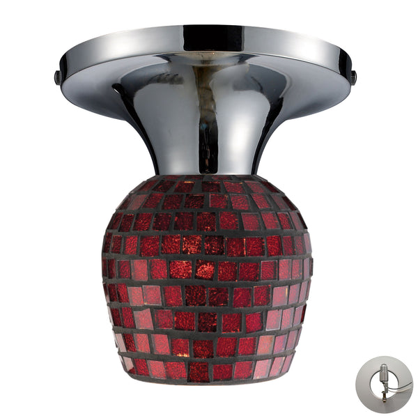Celina 1 Light Semi Flush In Polished Chrome And Copper Glass - Includes Recessed Lighting Kit