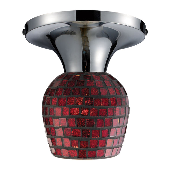 Celina 1 Light Semi Flush In Polished Chrome And Copper Glass