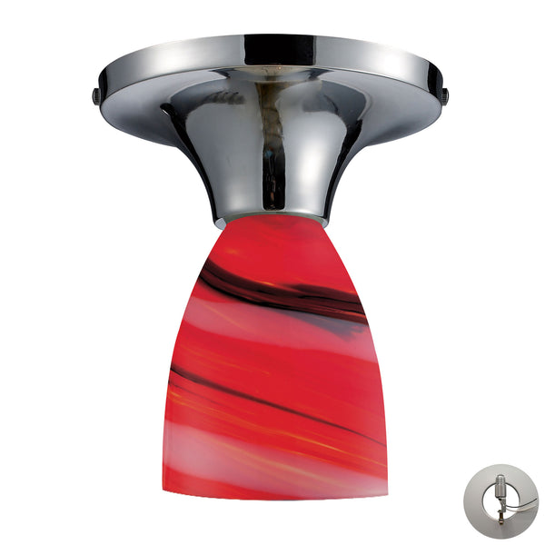 Celina 1 Light Semi Flush In Polished Chrome And Candy Glass - Includes Recessed Lighting Kit