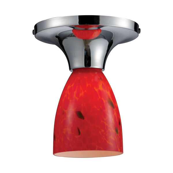 Celina 1 Light Semi Flush In Polished Chrome And Fire Red