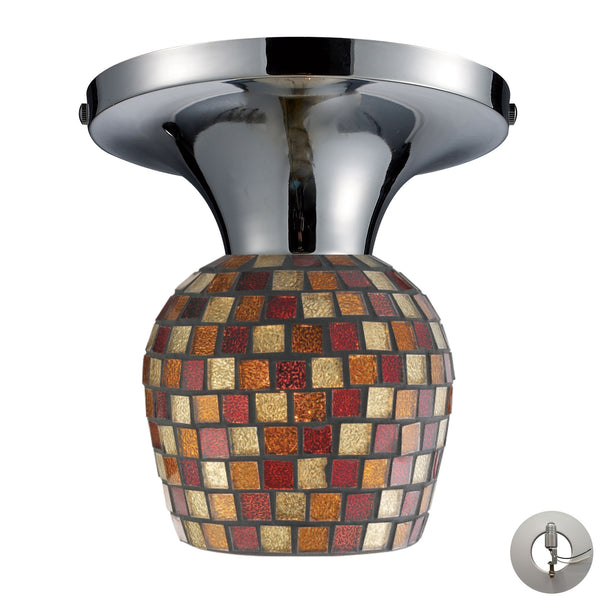 Celina 1 Light Semi Flush In Polished Chrome And Multi Fusion Glass - Includes Recessed Lighting Kit