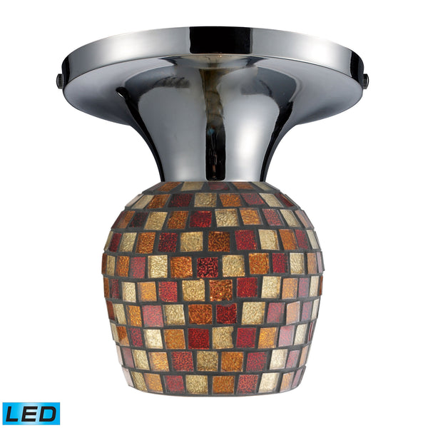 Celina 1 Light LED Semi Flush In Polished Chrome And Multi Fusion Glass