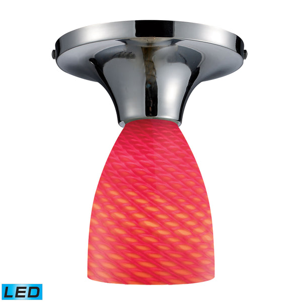 Celina 1 Light LED Semi Flush In Polished Chrome And Scarlet Red Glass