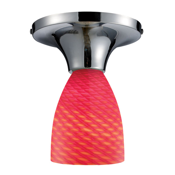 Celina 1 Light Semi Flush In Polished Chrome And Scarlet Red Glass