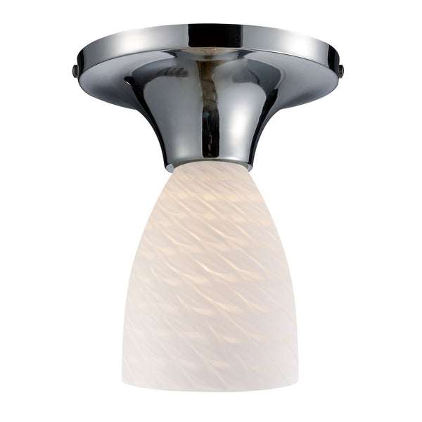 Celina 1 Light Semi Flush In Polished Chrome And White Swirl Glass