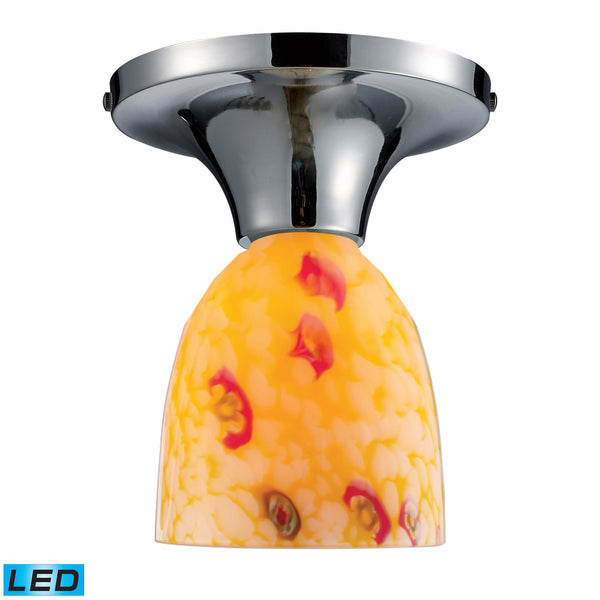 Celina 1 Light LED Semi Flush In Polished Chrome And Yellow Glass