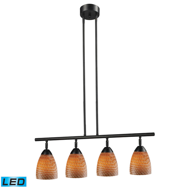 Celina 4 Light LED Island In Dark Rust And Cocoa Glass