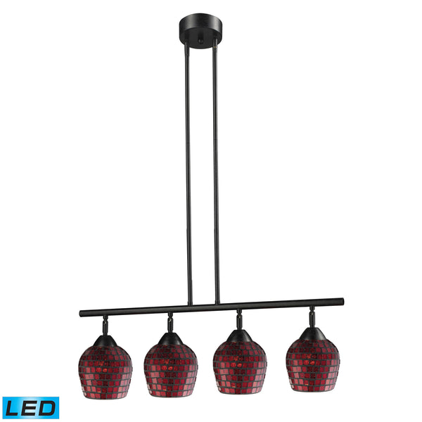 Celina 4 Light LED Island In Dark Rust And Copper Glass