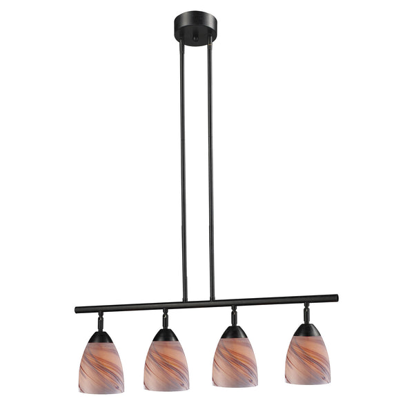 Celina 4 Light Island In Dark Rust And Creme Glass
