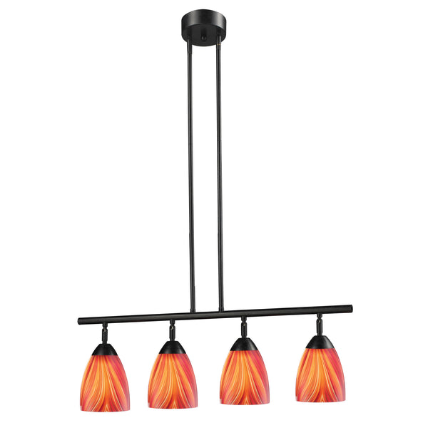 Celina 4 Light Island In Dark Rust And Multi Glass