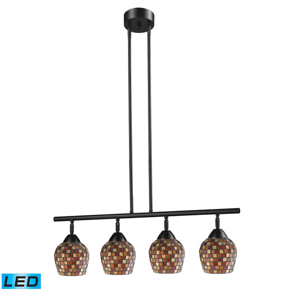 Celina 4 Light LED Island In Dark Rust And Multi Fusion Glass