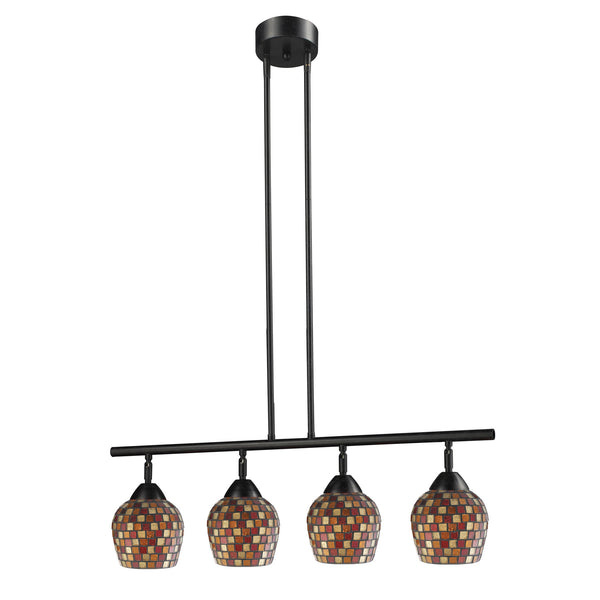 Celina 4 Light Island In Dark Rust And Multi Fusion Glass