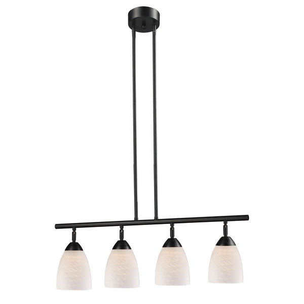 Celina 4 Light Island In Dark Rust And White Swirl Glass