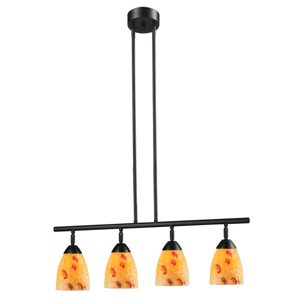 Celina 4 Light Island In Dark Rust And Yellow Glass