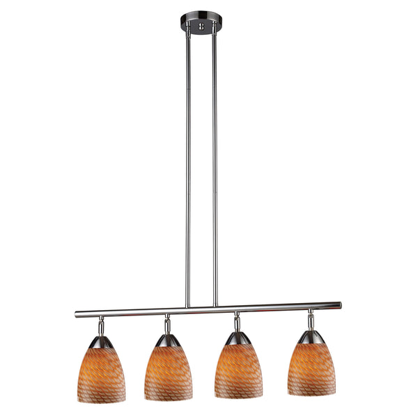 Celina 4 Light Island In Polished Chrome And Cocoa Glass