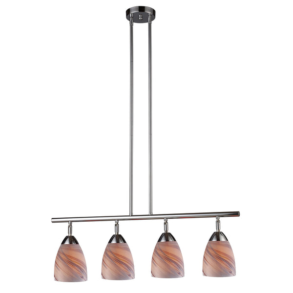 Celina 4 Light Island In Polished Chrome And Creme Glass