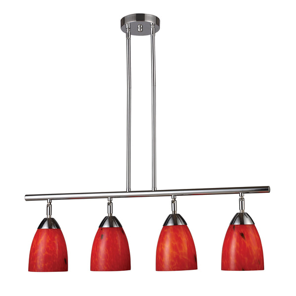 Celina 4 Light Island In Polished Chrome And Fire Red