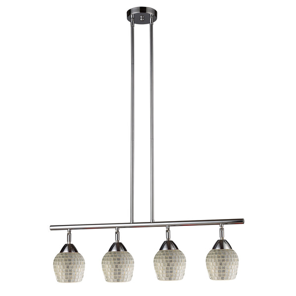 Celina 4 Light Island In Polished Chrome And Silver Glass