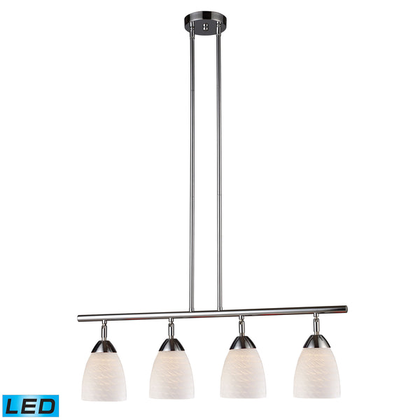 Celina 4 Light LED Island In Polished Chrome And White Swirl Glass