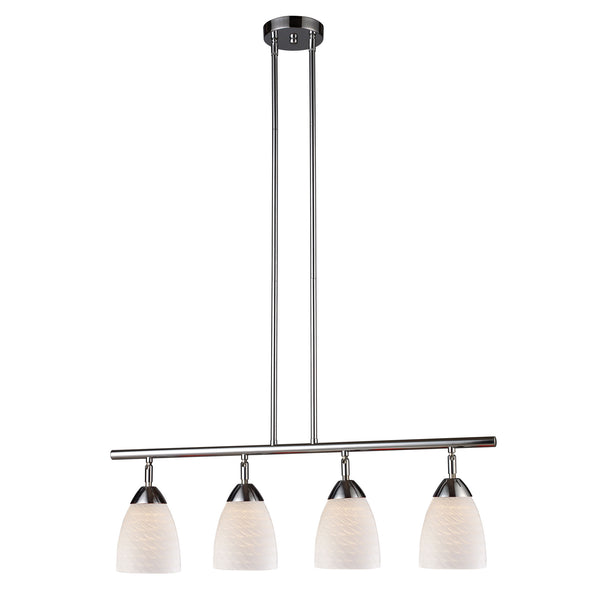 Celina 4 Light Island In Polished Chrome And White Swirl Glass