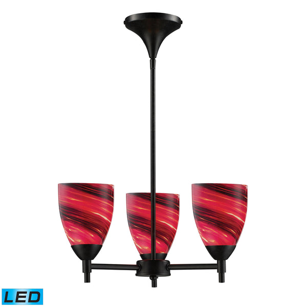 Celina 3 Light LED Chandelier In Dark Rust And Autumn Glass