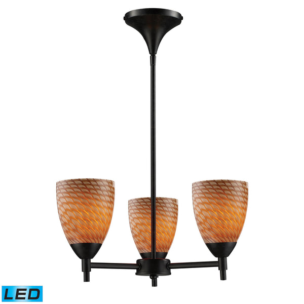 Celina 3 Light LED Chandelier In Dark Rust And Cocoa Glass