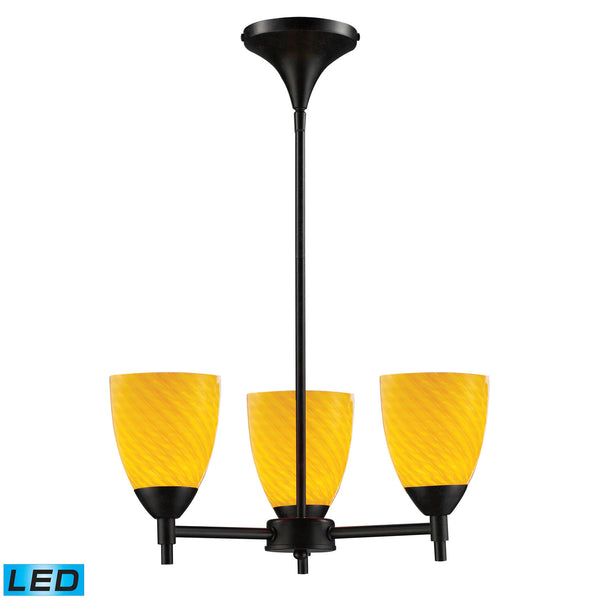Celina 3 Light ChandelierChandelier In Dark Rust And Canary Glass