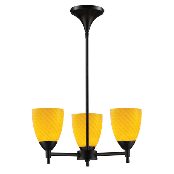 Celina 3 Light Chandelier In Dark Rust And Canary Glass