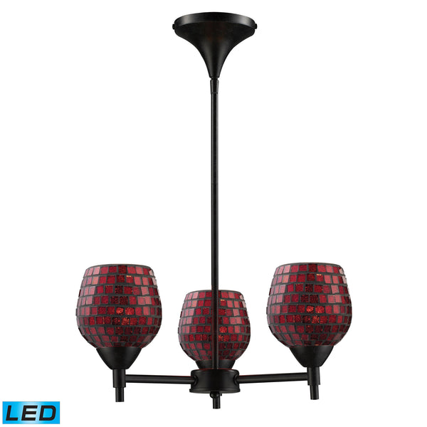 Celina 3 Light LED Chandelier In Dark Rust And Copper Glass