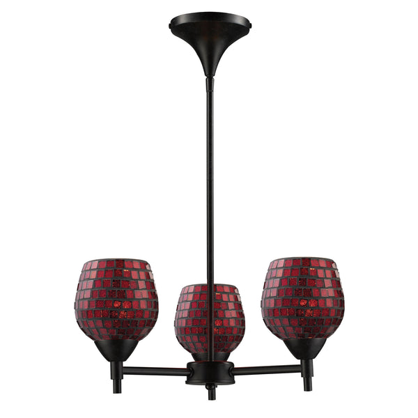 Celina 3 Light Chandelier In Dark Rust And Copper Glass