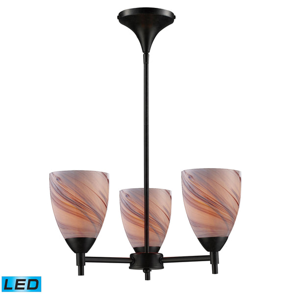 Celina 3 Light LED Chandelier In Dark Rust And Creme Glass
