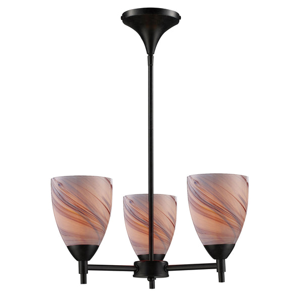 Celina 3 Light Chandelier In Dark Rust And Creme Glass