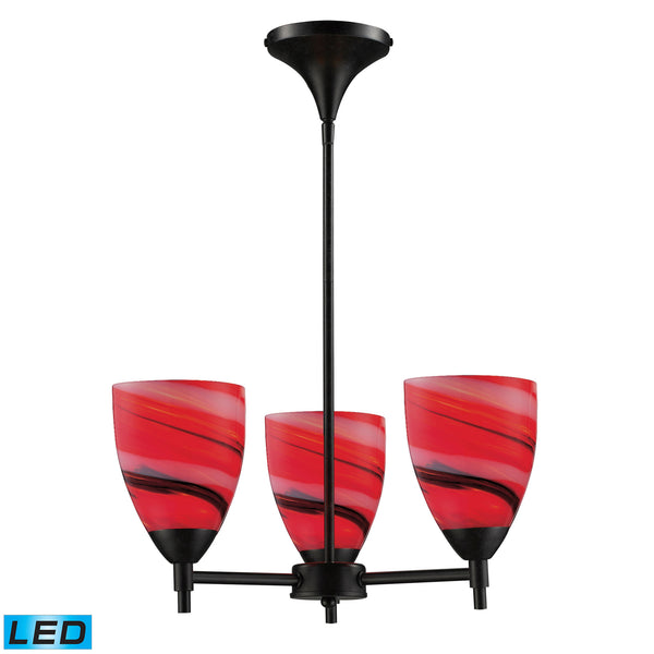Celina 3 Light LED Chandelier In Dark Rust And Candy Glass