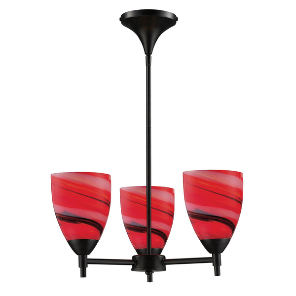 Celina 3 Light Chandelier In Dark Rust And Candy Glass