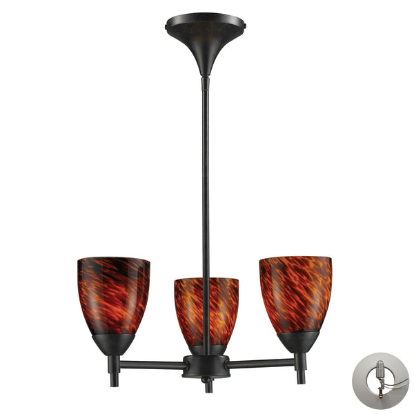 Celina 3 Light Chandelier In Dark Rust And Espresso - Includes Recessed Lighting Kit
