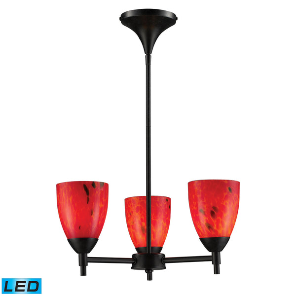 Celina 3 Light LED Chandelier In Dark Rust And Fire Red