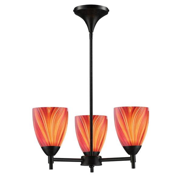 Celina 3 Light Chandelier In Dark Rust And Multi Glass