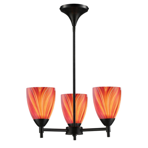 Celina 3 Light Chandelier In Dark Rust And Multi Glass