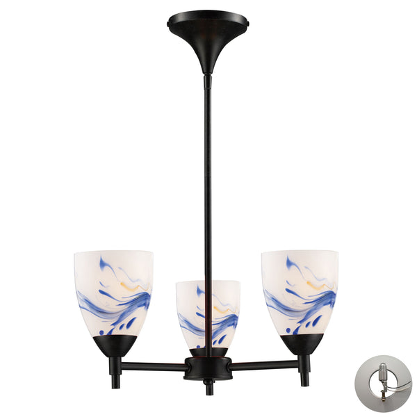 Celina 3 Light Chandelier In Dark Rust And Mountain - Includes Recessed Lighting Kit