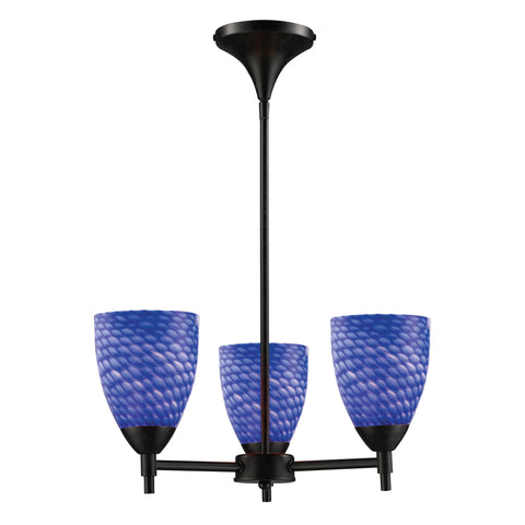 Celina 3 Light Chandelier In Dark Rust And Sapphire Glass