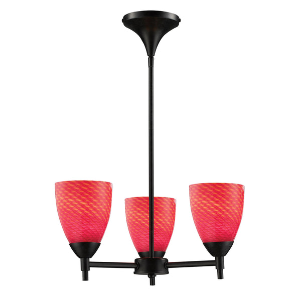 Celina 3 Light Chandelier In Dark Rust And Scarlet Red Glass