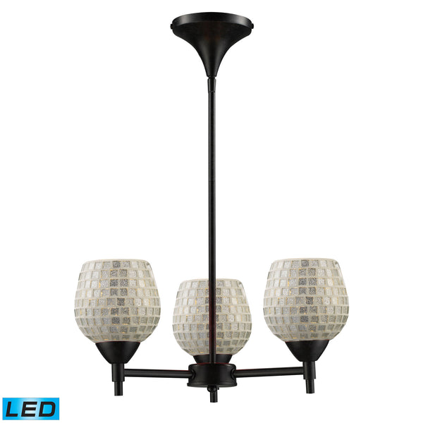 Celina 3 Light LED Chandelier In Dark Rust And Silver Glass