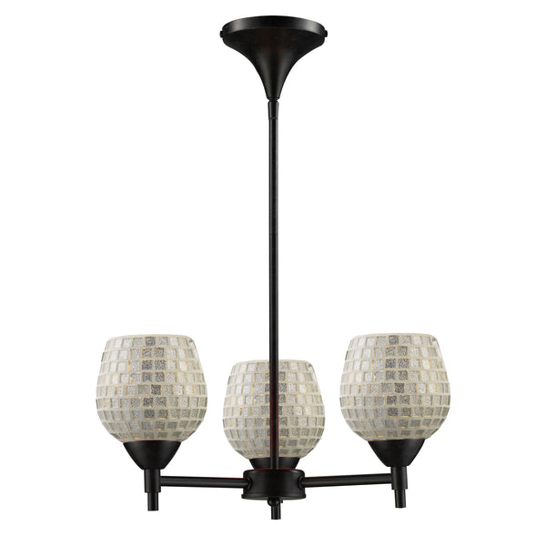 Celina 3 Light Chandelier In Dark Rust And Silver Glass
