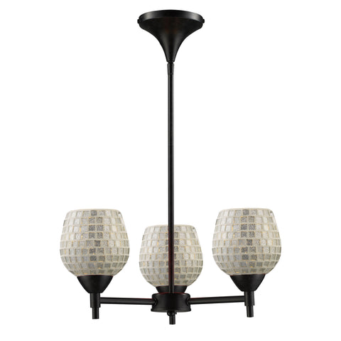 Celina 3 Light Chandelier In Dark Rust And Silver Glass