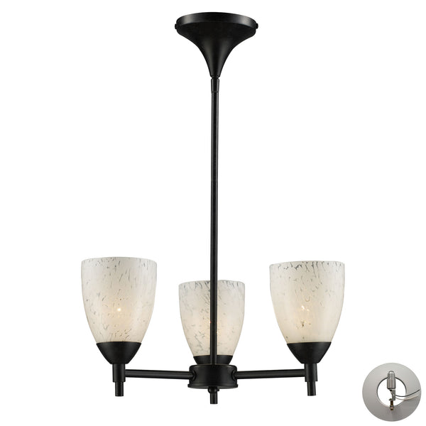 Celina 3 Light Chandelier In Dark Rust And Snow White - Includes Recessed Lighting Kit