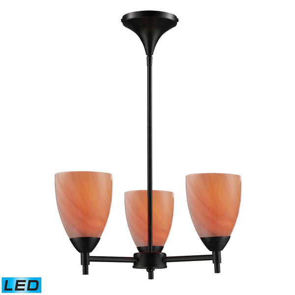 Celina 3 Light LED Chandelier In Dark Rust And Sandy Glass