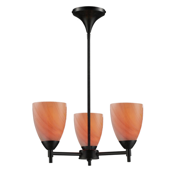 Celina 3 Light Chandelier In Dark Rust And Sandy Glass
