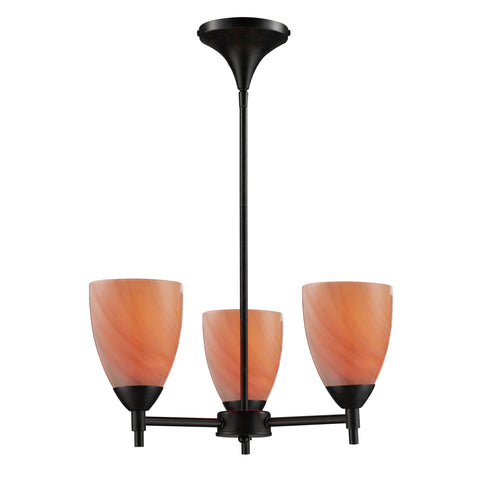 Celina 3 Light Chandelier In Dark Rust And Sandy Glass
