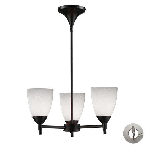 Celina 3 Light Chandlier In Dark Rust And Simple White - Includes Recessed Lighting Kit